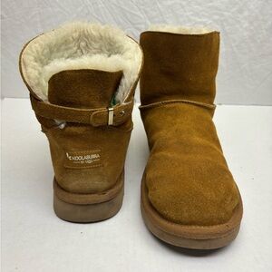 Koolaburra by UGG Chestnut Suede Shearling Booties, wos SZ 10, box 13